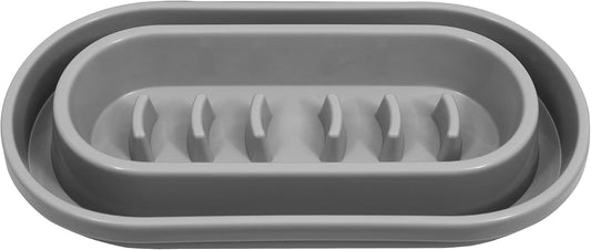 Slow Feeder Ant Away Dog Cat Bowls, Anti-Slip No Spill Dog Cat Pet Slow Feeder Food Water Bowls Dish for Cats Small to Medium Size Dogs by With You6688 (Grey)