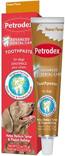 Petrodex Toothpaste for Dogs and Puppies, Cleans Teeth and Fights Bad Breath, Reduces Plaque and Tartar Formation, Enzymatic Toothpaste, Peanut Flavor, 2.5oz (Pack of 2)