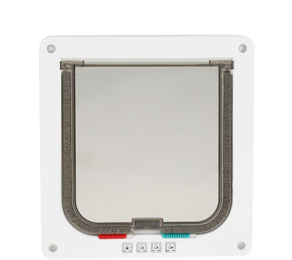 Lockable Pet Cat Flap Door, Small Dog and Cat Flap with 4 Way Locking, Weatherproof Double Flap, Easy DIY Installation - Secure Access Control, Energy Saving, Ideal for Indoor an
