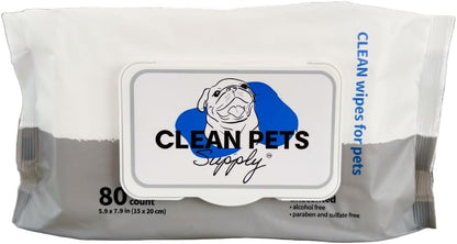 Unscented Pet Cleaning Wipes 80 Count No frangrance, Grooming Wipes for Dogs and Cats