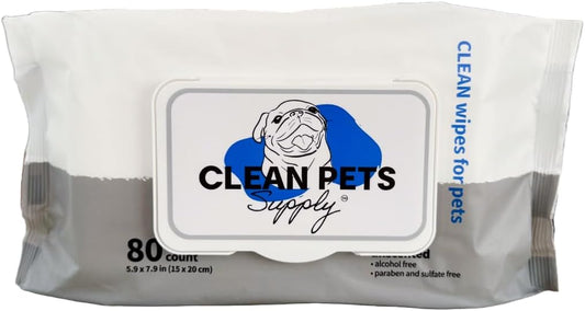 Unscented Pet Cleaning Wipes 80 Count No frangrance, Grooming Wipes for Dogs and Cats