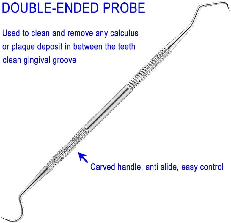 Pet Dog Cat Teeth Tartar Plaque Remover Stainless Steel Double Headed Scaler Scraper Dental Tooth Cleaning Tools Oral Care Hygiene Set(3 Pieces Different Shape Silver)