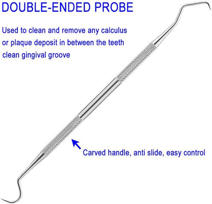 Pet Dog Cat Teeth Tartar Plaque Remover Stainless Steel Double Headed Scaler Scraper Dental Tooth Cleaning Tools Oral Care Hygiene Set(3 Pieces Different Shape Silver)