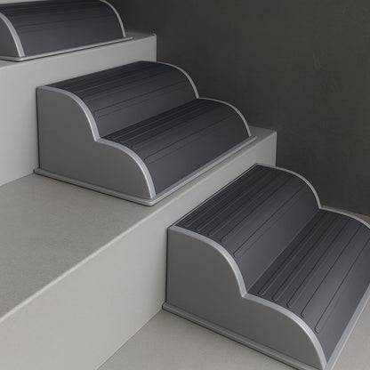 2-Step Modular Dog Ramp - Portable Non-Slip Stairs for Small Dogs with High Support, 9.5" D Lightweight Plastic Pet Steps Fits Staircase Indoor, Ideal for Elderly Injured Pets (6-Pack, Grey)