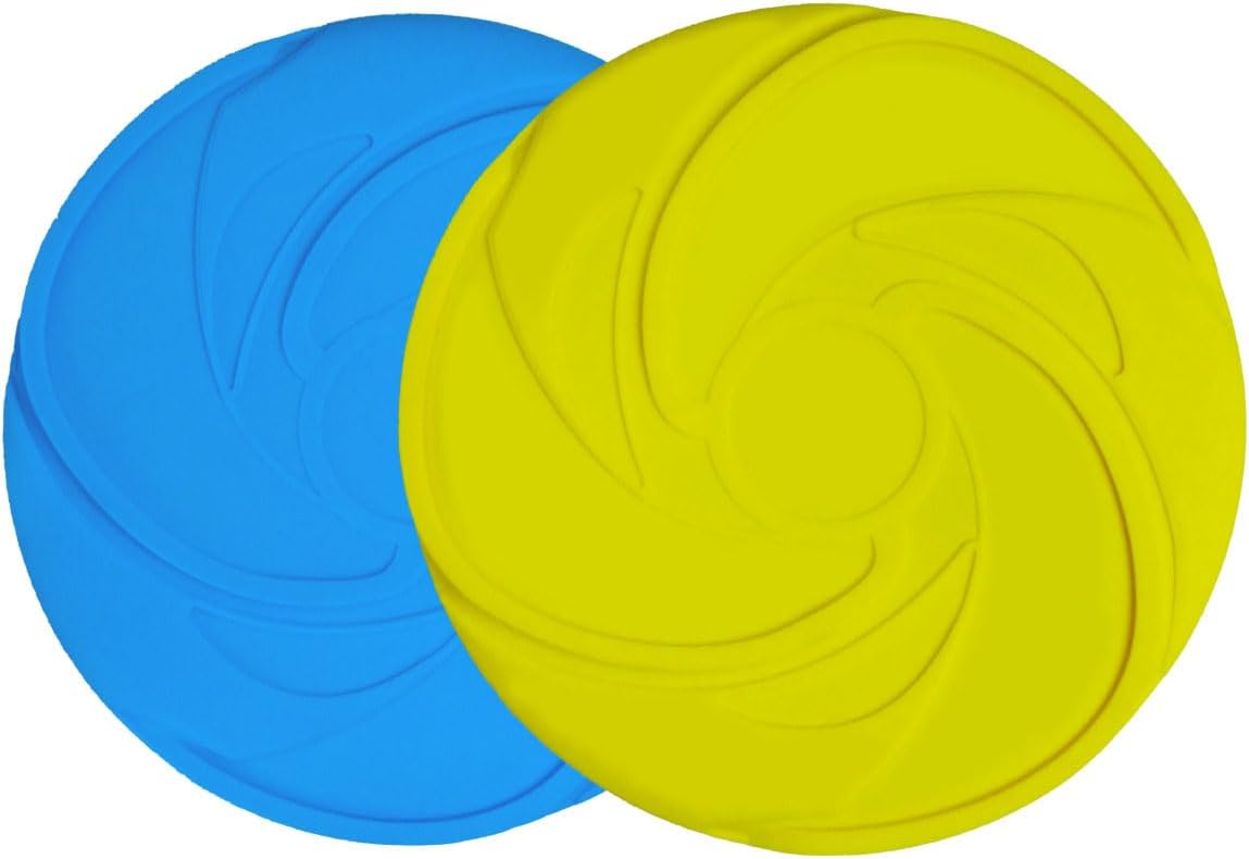 AMAZING TOYZ Dog Flying Discs, 2 Pack Dog Frisbee Toys, Soft Rubber Interactive Fetch Toy for Small Medium Large Dogs - Safe for Teeth & Aggressive Chewers, 7.87 Inch