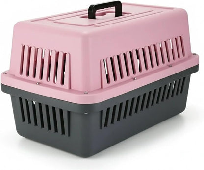 Portable Airline Approved Pet Carrier – Durable Travel Kennel Crate for Cats & Small Dogs, Secure Metal Door, Ventilated Design for Car, Outdoor, Vet Visits & Air Travel (Pink)