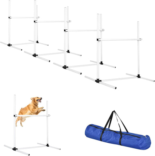 Dog Agility Jump Set with Adjustable Height Bars – Includes Carry Bag, Indoor & Outdoor Jumping Hurdles for Training, Dog Agility Course Equipment