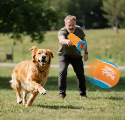 Dog Ball Launcher, Upgraded Dog Ball Blaster with 3 ETPU Balls, Interactive Thrower for Medium to Large Dogs, Play Fetch Toy for Dogs for Outdoor Exercise