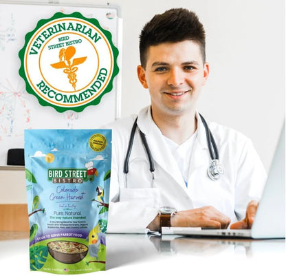 Bird Street Bistro Parrot Food - Parrot Food - Cooks in 3-15 min w/Natural & Organic Grains, Legumes, Non-GMO Fruits, Vegetables & Health-Oriented Spices.