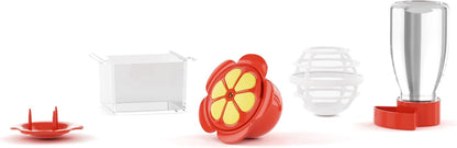 5-Piece Bird Feeder Set with Hummingbird Nectar Feeder, Fruit Fork, Water Bottle, Mealworm Container & Suet Ball Feeder - Squirrel-Proof Outdoor Feeding Accessories for Garden (Yard-Red)