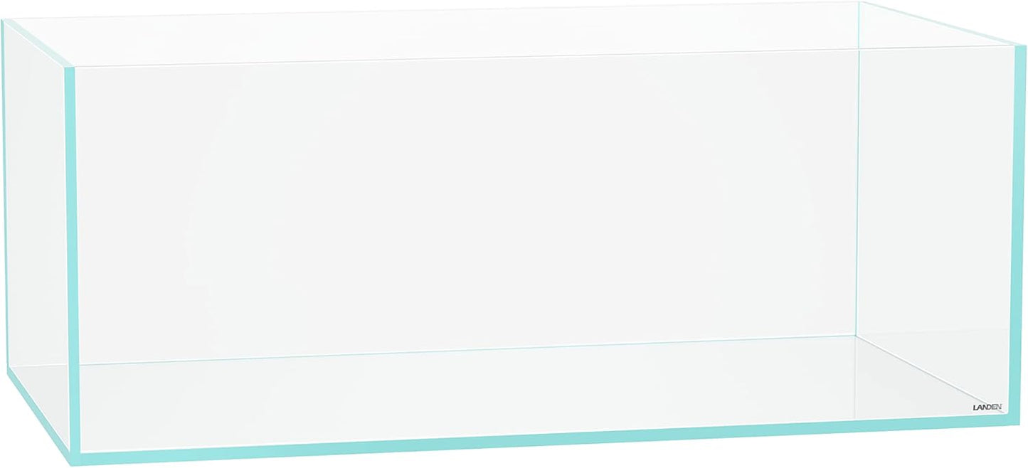 LANDEN 90S 39 Gallon Shallow Tank Rimless Low Iron Tank 35.4" L × 19.7" W × 14.2" H (90cm x 50cm x 36cm); 10mm Thickness Aquascape Fish Tank, Black Leveling Mat Included