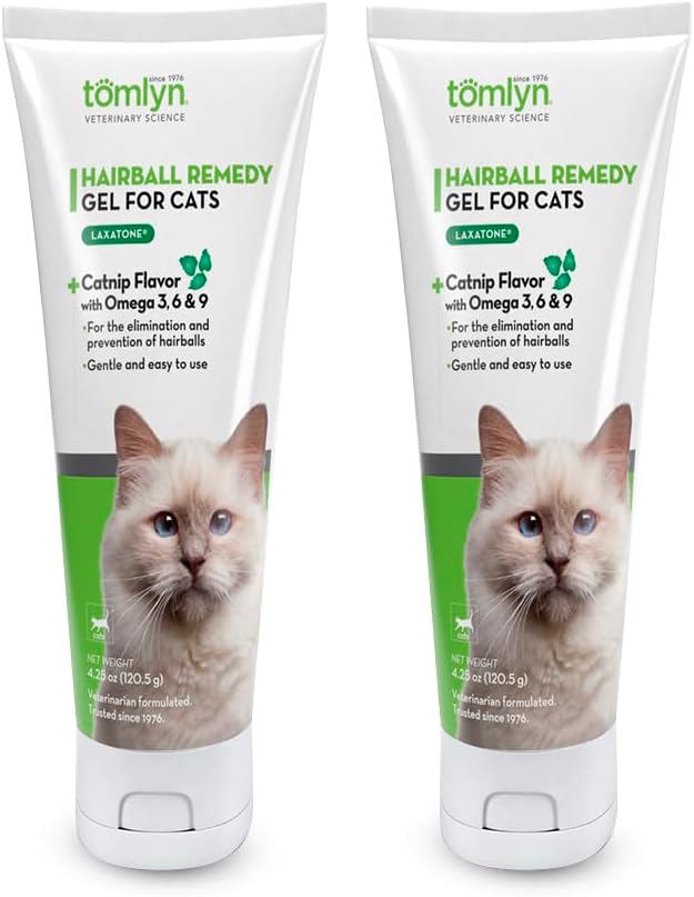 TOMLYN Laxatone Catnip Flavored Hairball Remedy Gel for Cats and Kittens, Hairball Gel for Cats to Help Prevent Hairballs and Promote Healthy Digestion, 4.25oz - 2 Pack