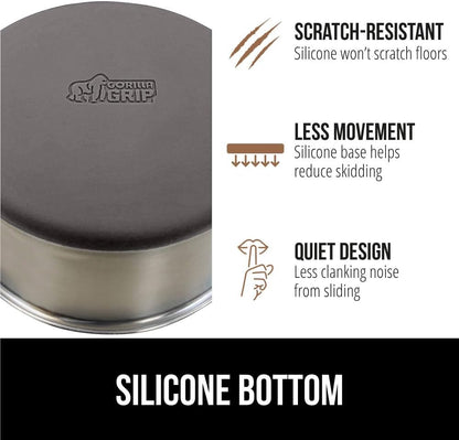 GORILLA GRIP Dog Bowls, Holds 2 Cups Each (16 fl oz), Heavy Duty Stainless Steel Food and Water Bowl for Feeding Dogs and Cats, Dishwasher Safe, Rust Resistant, BPA Free Rubber Base, Set of 2 Gray