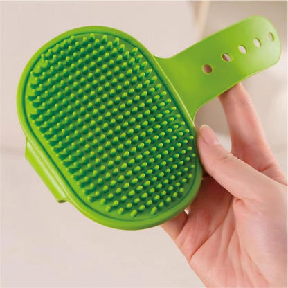 Silicone Pet Grooming Brush, Yellow and Green, Self Grooming Massager with Textured Pad, Cat Hair Care Tool,2pack