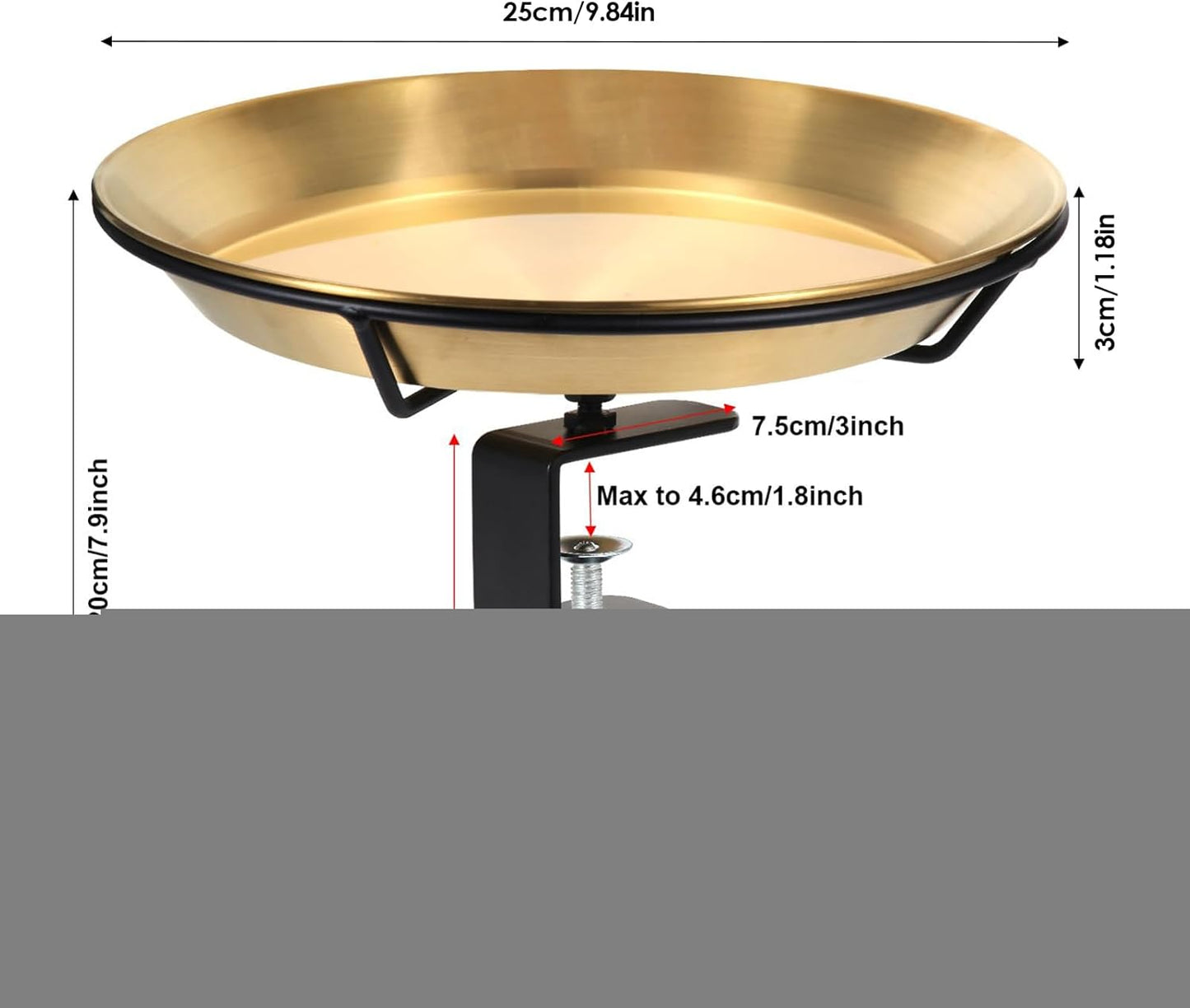 Bird Bath For Patio Railing - Bird Water Feeder - Metal Bird Bowl With Bird Waste Perfect Terrace Adjustable For Garden Fence Decor