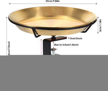 Bird Bath For Patio Railing - Bird Water Feeder - Metal Bird Bowl With Bird Waste Perfect Terrace Adjustable For Garden Fence Decor