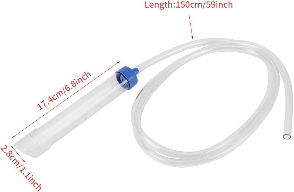 Mumusuki Hand Pump Aquarium Gravel Cleaner & Water Changer - 150cm Siphon Tube for Fish Tank Cleaning, Waste Remover for Small Tanks up to 30L (8 Gal)