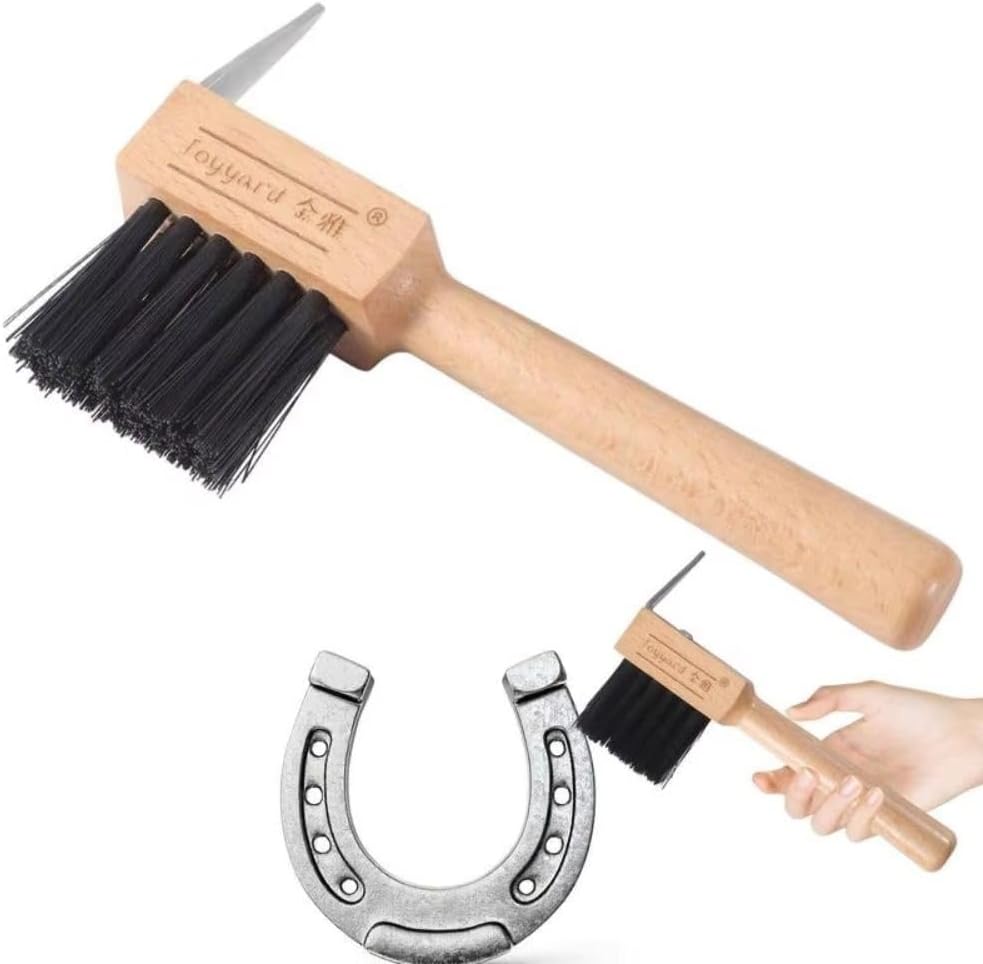 Horses Hoof Pick Stainless Steel Multipurpose Grooming Brush Hoof Cleaning Brush Practical Trimming Horses Grooming Pick for Farm Animal