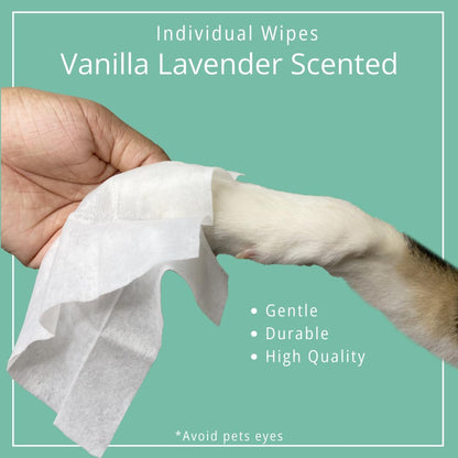 Vanilla Lavender Scent 180 Dog Poop Bags Rolls (12 rolls) & 25 Individual Pet Wipes - 2 in 1 Calming Cleaning Kit for Pet Owners, Cat Litter, Dog Leash, Pet Supplies, Puppy Pads.