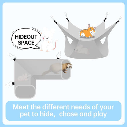 Guinea Pig Rat Ferret Hammock, Small Animal Corner Tunnel & Tubes & Bed for Hedgehog Piggy Chinchilla Hideout Toys and Cage Accessories