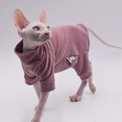 Hairless Cat Clothes Four-Legged Velvet Warm Soft Autumn and Winter Cat Apparel for Sphynx, Devon Rex, Cornish (Small)
