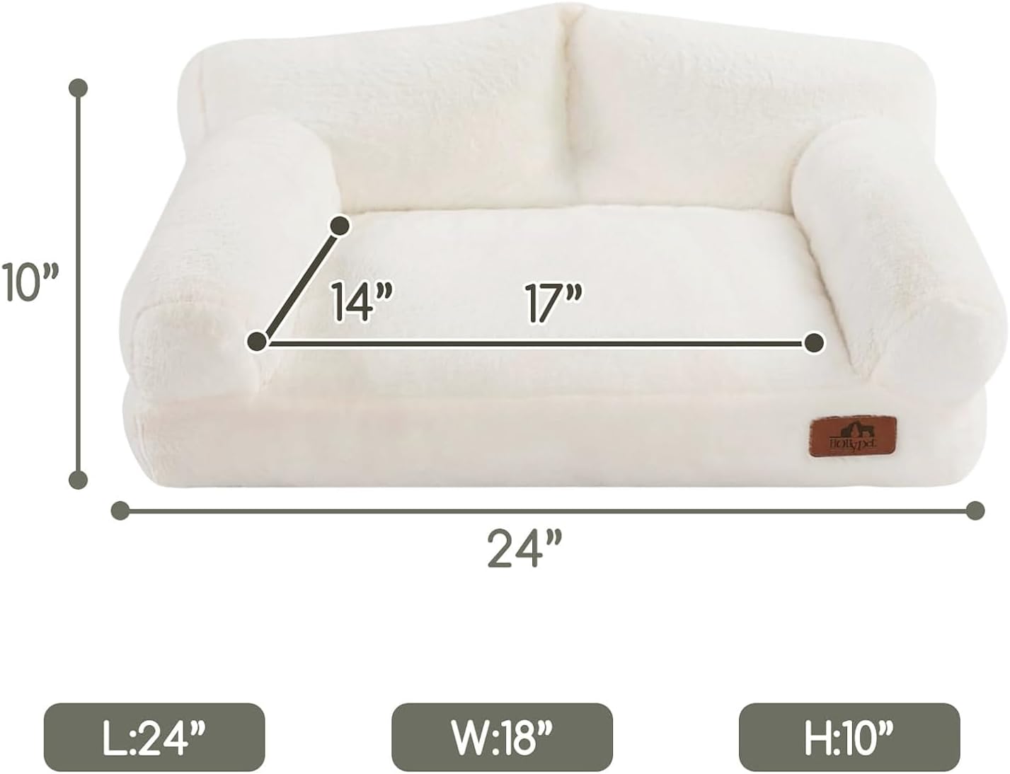 Hollypet Fluffy Plush Pet Cat Couch Soft Calming Pet Sofa Beds for Medium Small Cats and Dogs, White