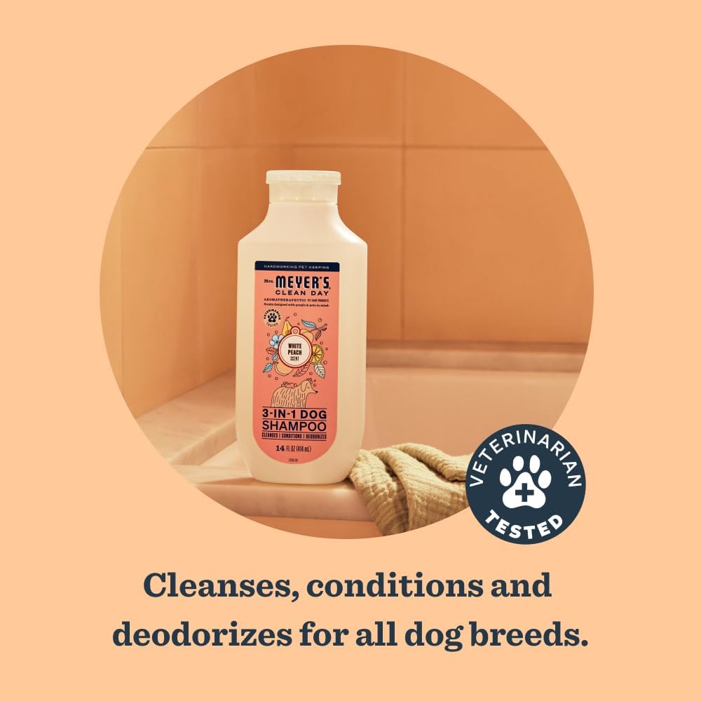 MRS. MEYER'S Clean Day 3 in 1 Dog Shampoo, White Peach Scent, 14oz