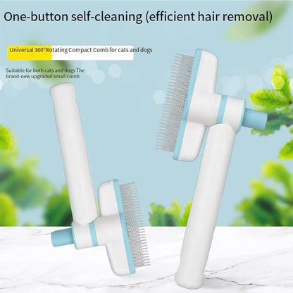 (2-Piece Set) Cat & Dog Flea Comb, Detangling Brush, Anti-Shedding Pet Grooming Comb 360° Rotating Brush Head, Long & Short Stainless Steel Teeth for Detangling & Oil Removal