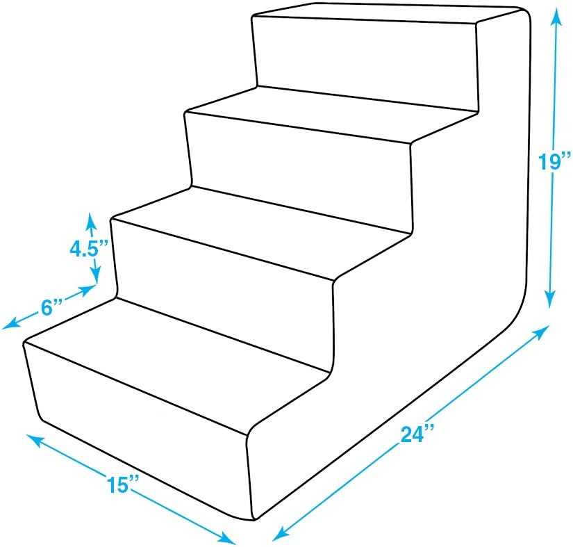 Best Pet Supplies Dog Stairs for Small Dogs & Cats, Foam Pet Steps Portable Ramp for Couch Sofa and High Bed Non-Slip Balanced Indoor Step Support, Paw Safe No Assembly - Dark Gray Linen, 4-Step