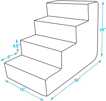 Best Pet Supplies Dog Stairs for Small Dogs & Cats, Foam Pet Steps Portable Ramp for Couch Sofa and High Bed Non-Slip Balanced Indoor Step Support, Paw Safe No Assembly - Dark Gray Linen, 4-Step