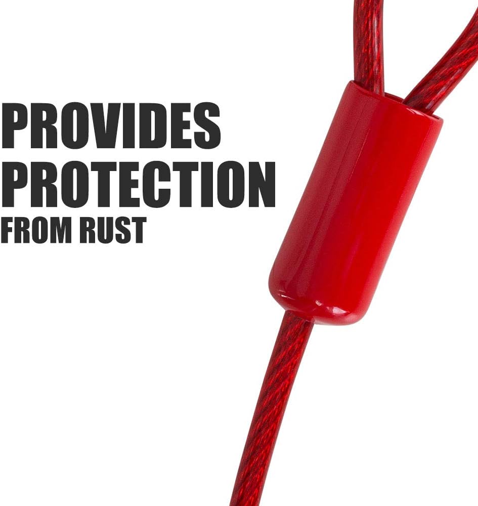 BV Dog Tie Out Cable 30 Feet - Heavy Duty Dog Lead Up to 125 Pounds - Reflective & Rust-Free with Quick Release Swivel Clips & 360° Rotating Clasp - Tangle-Free Dogs Runner for Yard (Red, Single)