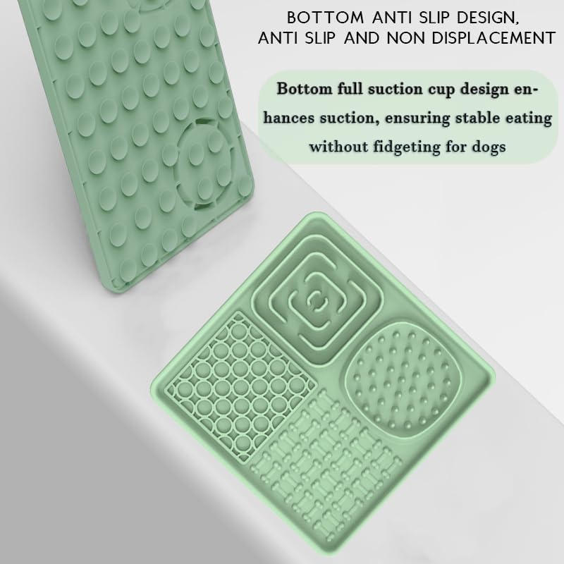 Dog Lick Mat with Suction Cups & Bonus Spatula – Slow Feeder Licking Pad for Dogs & Cats, Calming Treat Mat for Bath, Grooming & Anxiety Relief, Dishwasher Safe Silicone Pet Mat