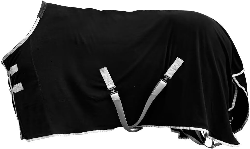 Polar Fleece Horse Blanket, Soft Horse Cooler,Multi-Function Horse Sheet (Black, US 72IN(EU 135CM))