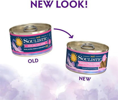 Soulistic Pate Duck & Tuna Dinner in a Hydrating Puree Wet Cat Food, 2.8 oz., Case of 12