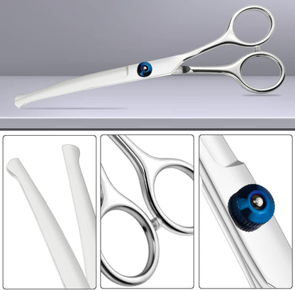 LILYS PET 6.5" Right-handed Pet Round-Tip Grooming Stainless steel Safety Grooming for Dogs and Cats (Curved Scissor)