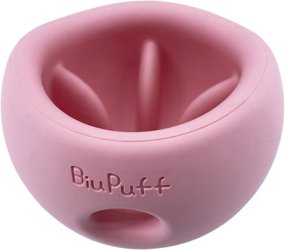 Treat Dispensing Dog Toy & Slow Feed Bowl, Interactive Puzzle Chew Toy for Anxiety Relief - Fillable for Fetch, Catch, Hold and as Frozen Lick Bowl (Peach Pink, Medium 498g)