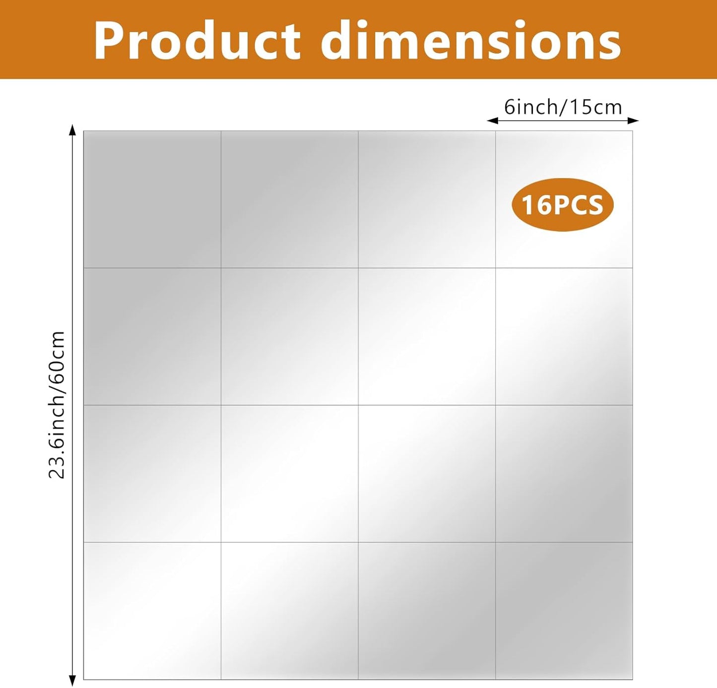 16 PCS Horse Mirror Sticker Soft Safe Non Glass Horse Toys for Horses to Play and Stable Barn Stall Toy Entertainment(6inch*6inch)