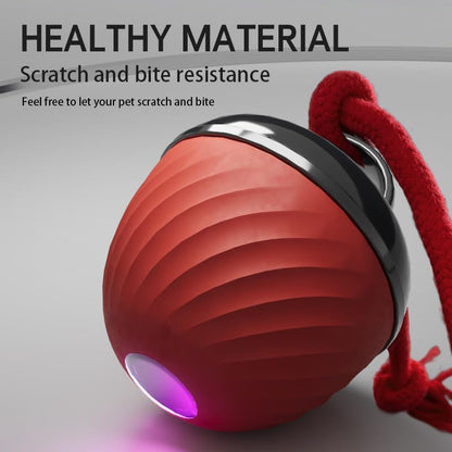 Smart Interactive Pet Toy Ball with USB Charging, 3 Modes Automatic Moving Bouncing Ball with Rope for Dogs and Cats, Red
