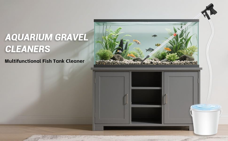 Aquarium Gravel Cleaner,Fish Tank Cleaner,Manual Vacuum Water Changer with 30ml Aquarium Vacuum Waste Remover Dropper, Cleaning Brush,Use for Water Changing Gravels Sand Washing