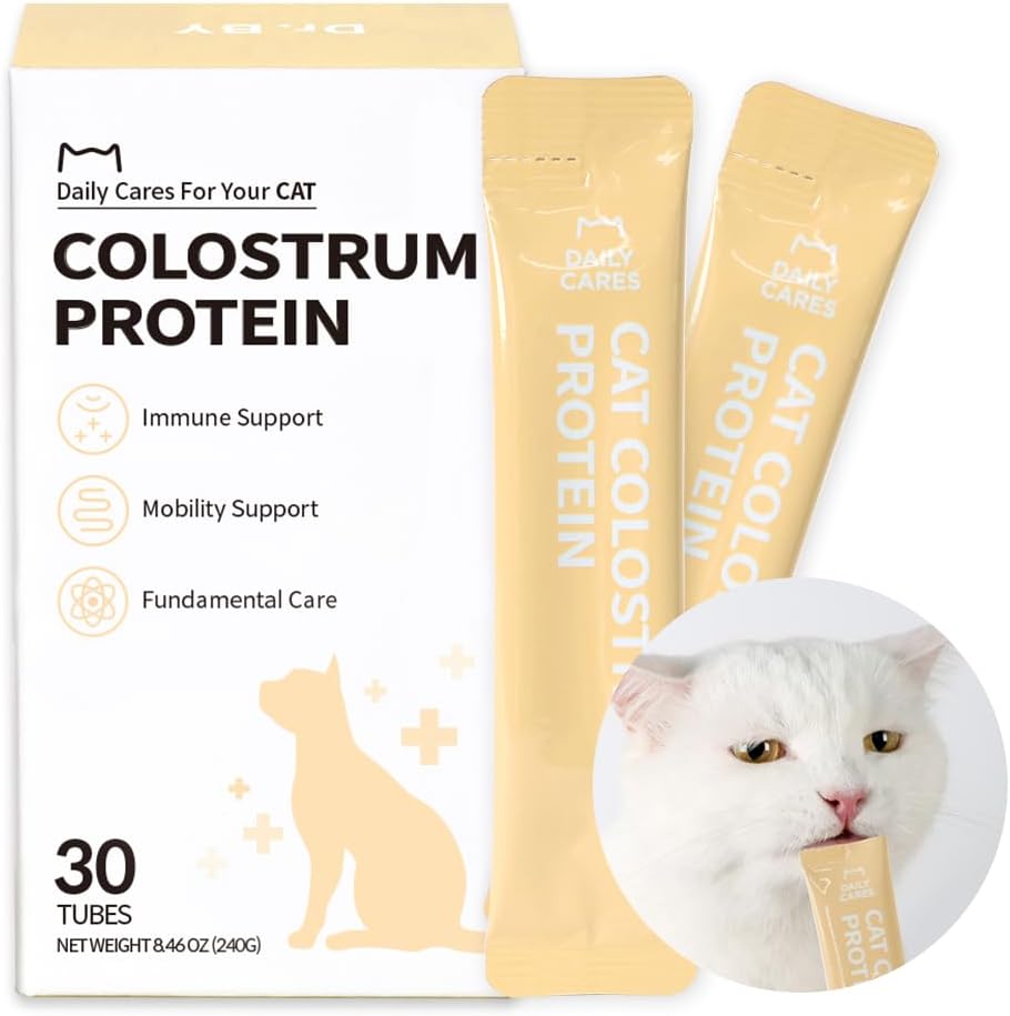 Doctor By Cat Colostrum Protein Cat Supplement Immune Support Muscle Growth, Gentle on Digestion for Kittens, Adult&Senior Cats with Goat Milk, Whey Protein Isolate, Colostrum Lickable Formula