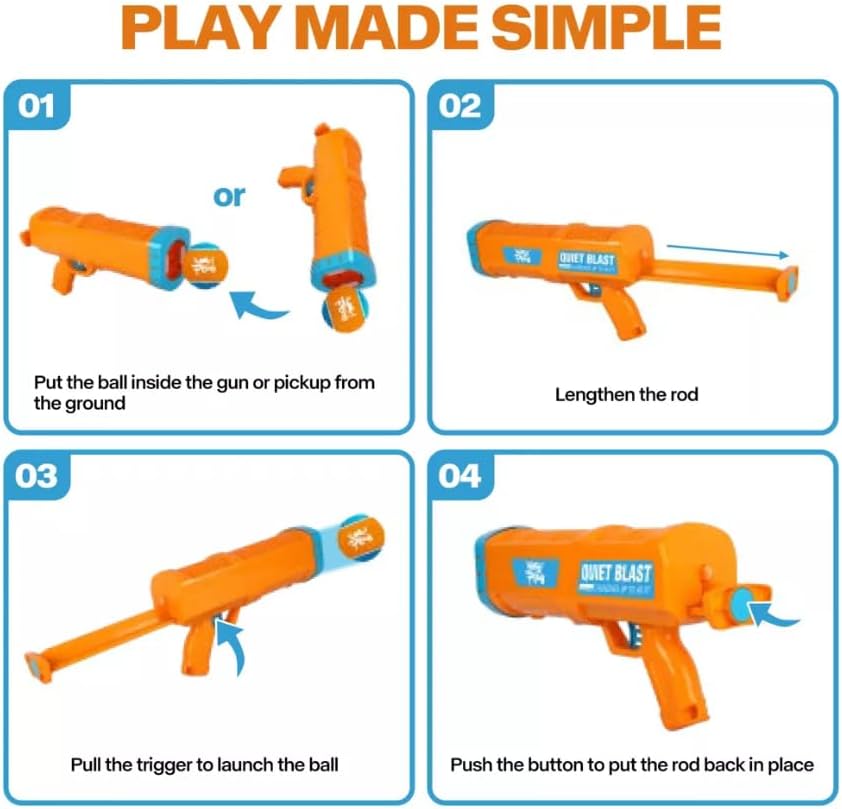 Dog Ball Launcher, Upgraded Dog Ball Blaster with 3 ETPU Balls, Interactive Thrower for Medium to Large Dogs, Play Fetch Toy for Dogs for Outdoor Exercise