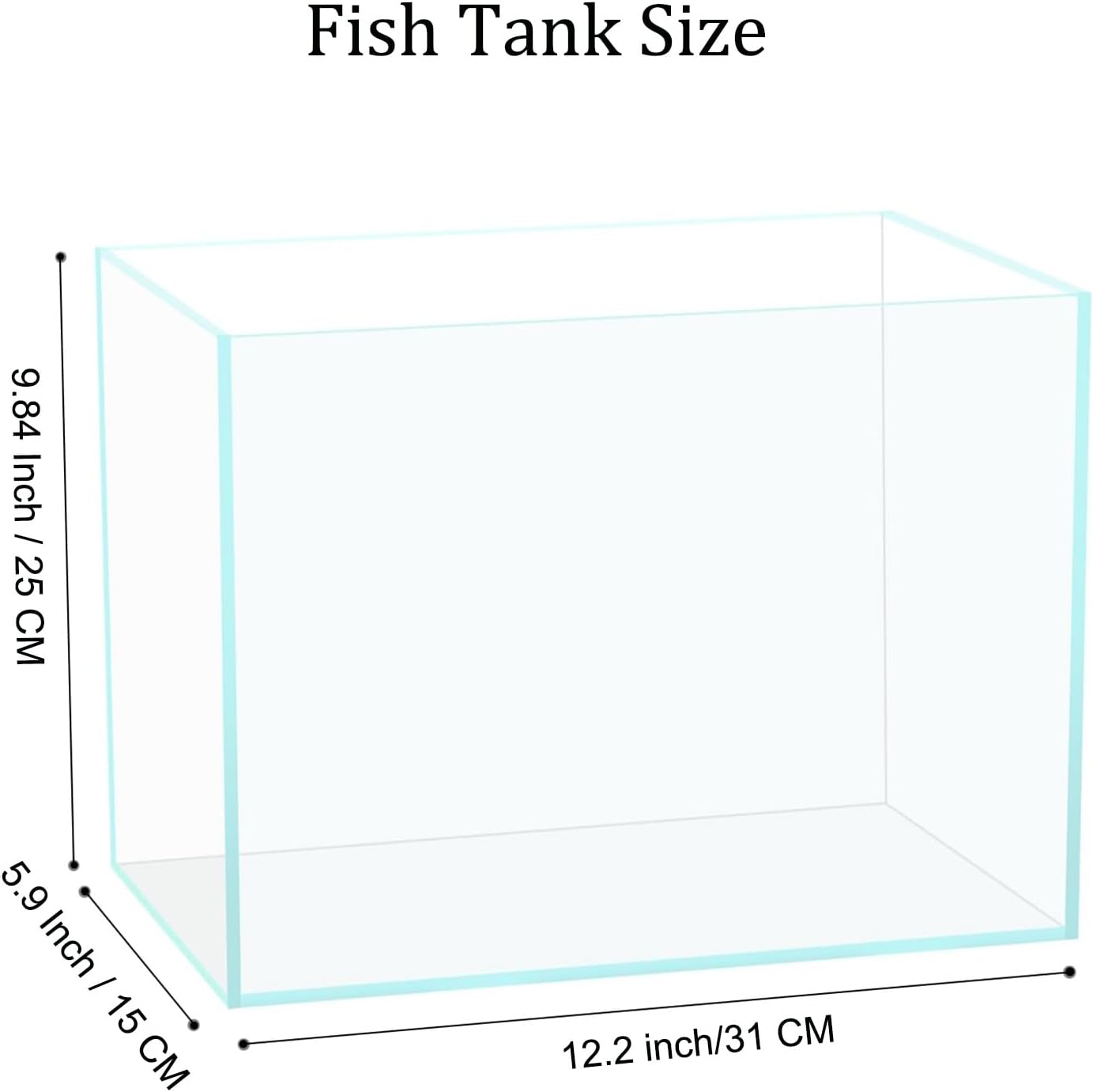 3 Gallon Glass Fish Tank, Easy to Maintain Small Aquarium for Betta/Goldfish/Snails/Shrimp and Aquatic Planting.