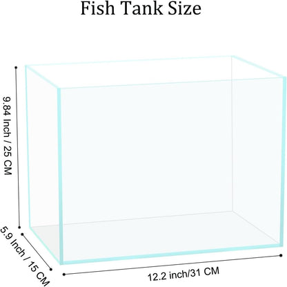3 Gallon Glass Fish Tank, Easy to Maintain Small Aquarium for Betta/Goldfish/Snails/Shrimp and Aquatic Planting.