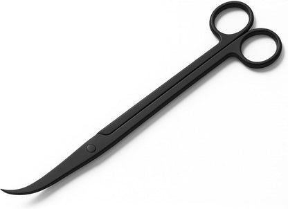 Mandala Crafts 12 Inches Black Stainless Steel Curved Aquarium Scissors for Trimming Aquatic Plants – Bent Aquascape Scissors for Fish Tanks, Hospital Tanks, Goldfish Bowls, and Terrariums