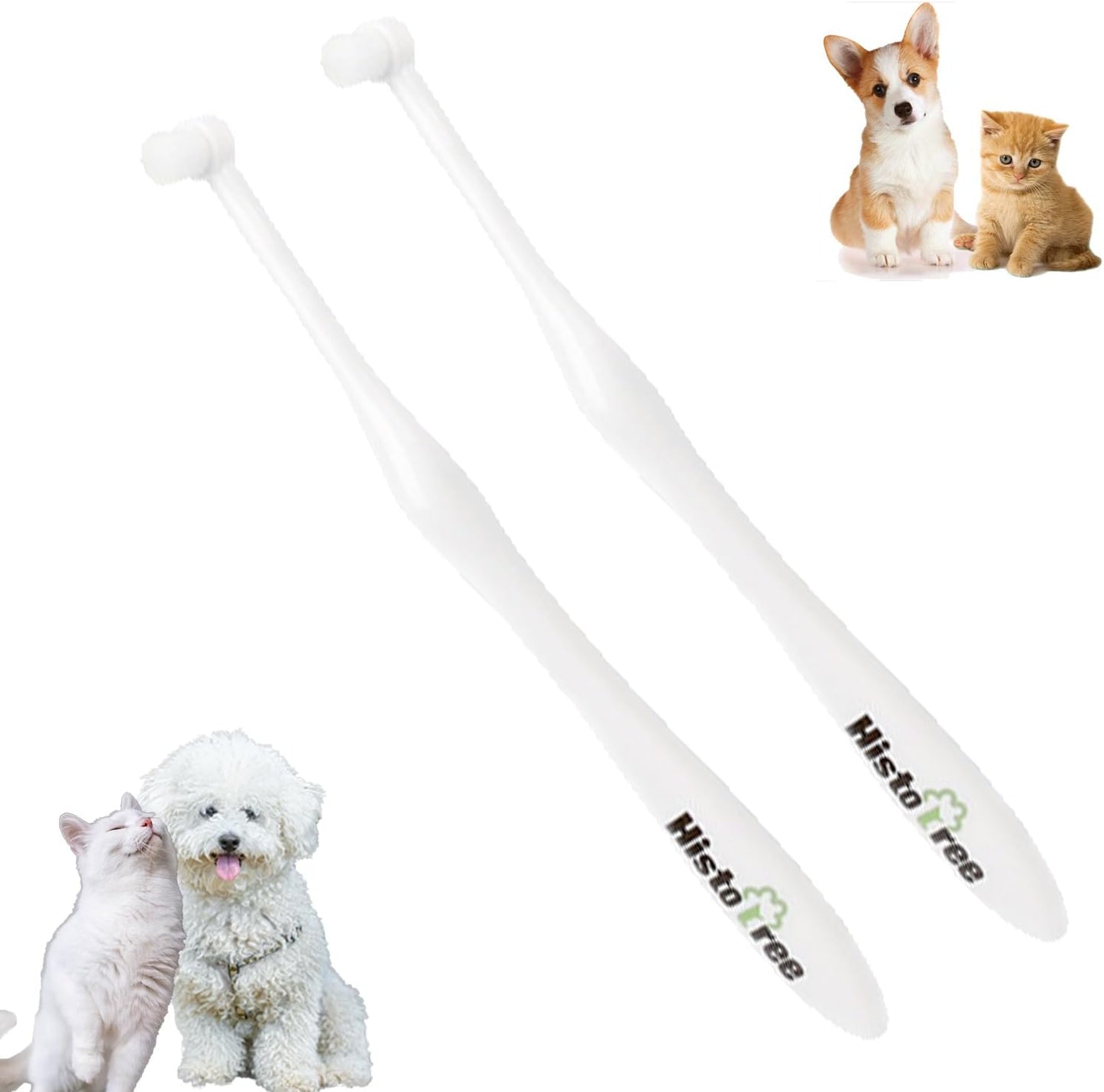 JGocot Small Breed Dog Toothbrush, Pet Toothbrush for Cats, Small Breed Dogs, Puppy Dogs, Utral Soft Micro Nano Bristle No Gum Hurting