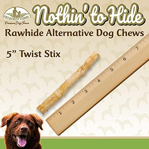 Fieldcrest Farms Nothing to Hide Natural Rawhide Alternative Twist Stix for Dogs - 3 Pack (30 Sticks) Premium Grade Easily Digestible Chews - Great for Dental Health (3 Count (Pack of 1), Chicken)