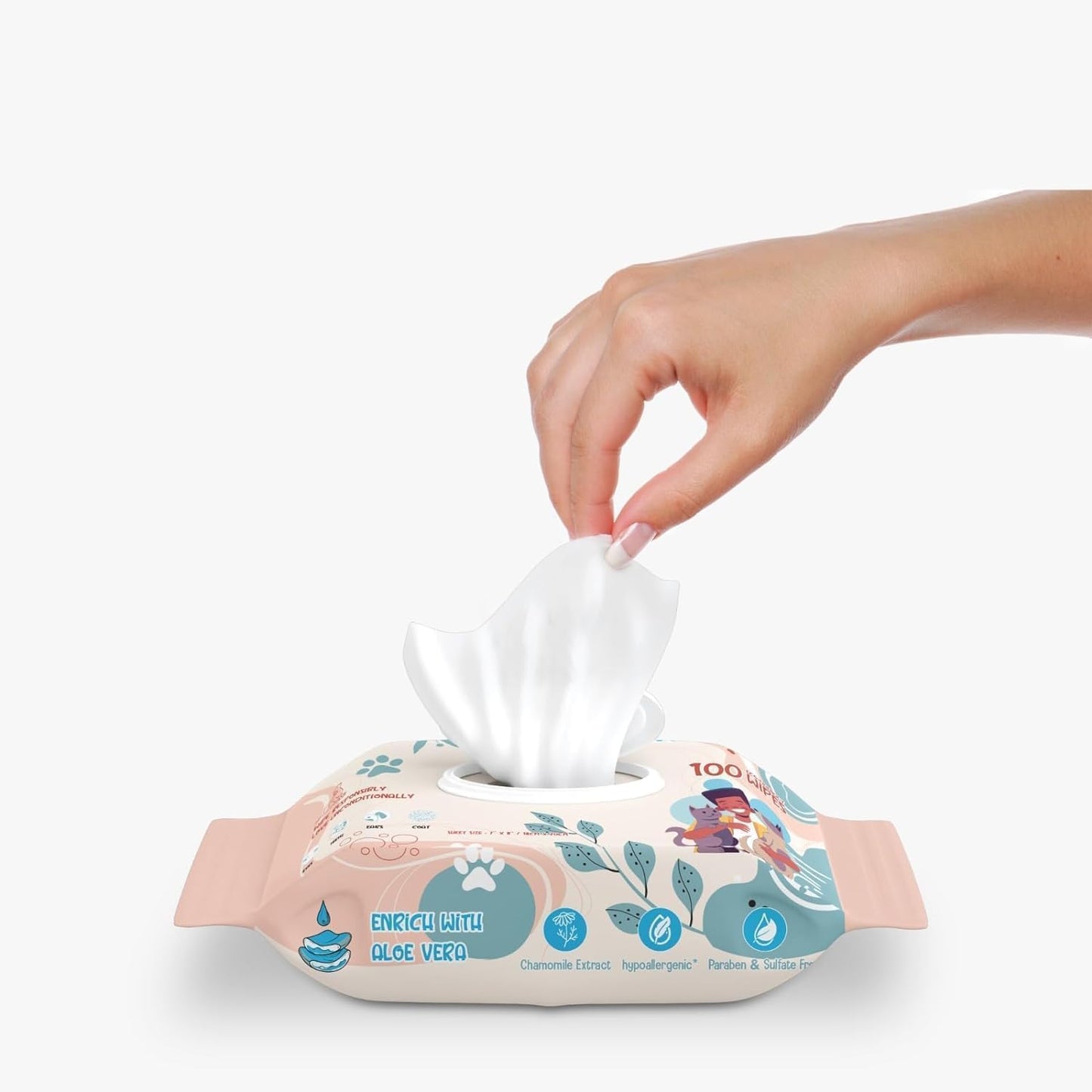 100% Biodegradable Premium Pet Wipes | Grooming Wet Wipes for Dogs, Cats, Puppies & Small Pets | Dry Bathing, Grooming Paws, Body, Ears and Butt, Fragrance-Free 1200 Count (100 * 12 Pack)