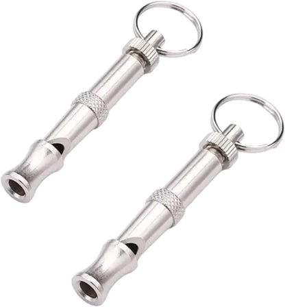 BWESOO 2Pcs Silver Adjustable Ultrasonic Dog Whistle, Portable Whistle Pet Whistle Supersonic Whistle Dog Whistles for Pet Training，Training and Behavior Aids, Dog Whistles