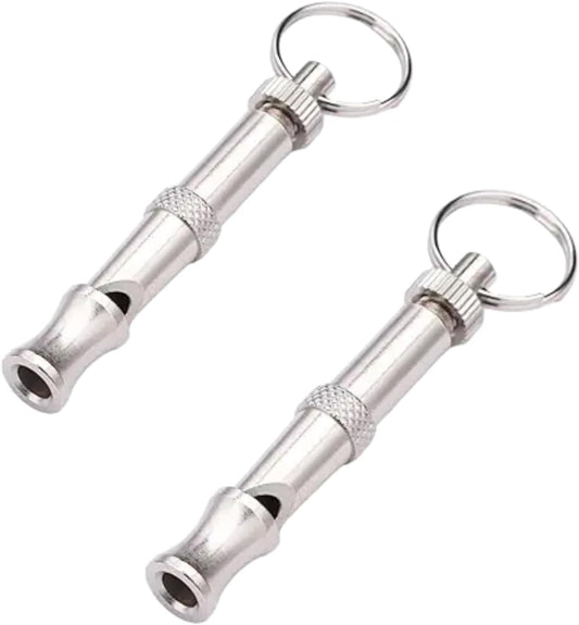 BWESOO 2Pcs Silver Adjustable Ultrasonic Dog Whistle, Portable Whistle Pet Whistle Supersonic Whistle Dog Whistles for Pet Training，Training and Behavior Aids, Dog Whistles