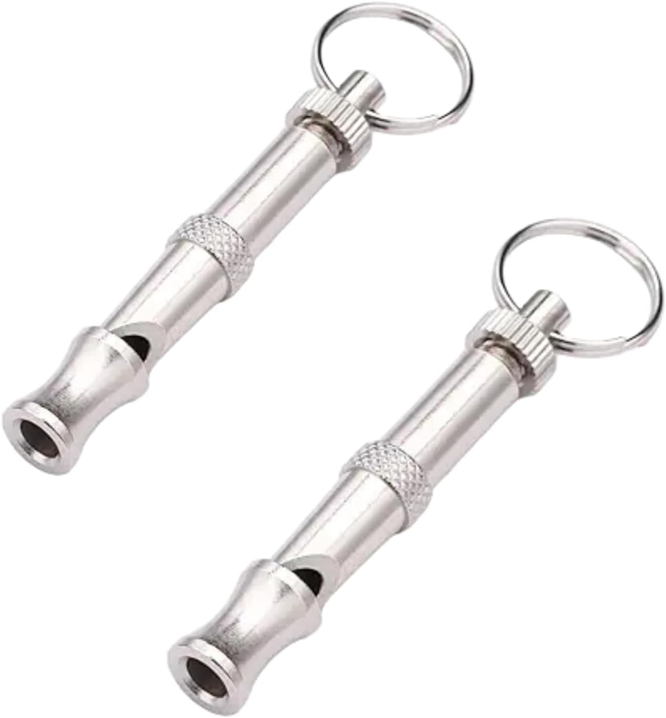 BWESOO 2Pcs Silver Adjustable Ultrasonic Dog Whistle, Portable Whistle Pet Whistle Supersonic Whistle Dog Whistles for Pet Training，Training and Behavior Aids, Dog Whistles